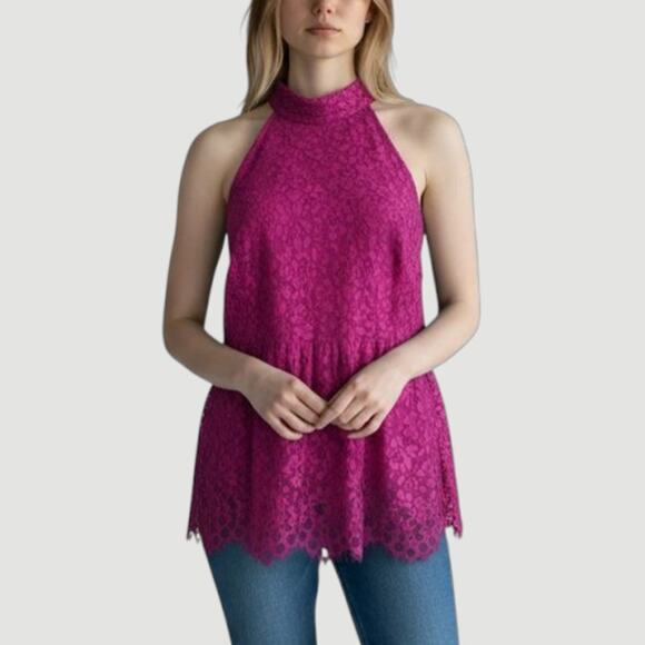 NWT Hot Pink Embroidered Floral Size 2 Blouse - Picture 1 of 5